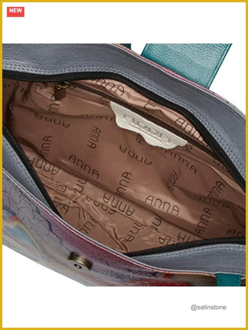 Hand Painted Genuine Leather Medium Tote Bag Double Handle